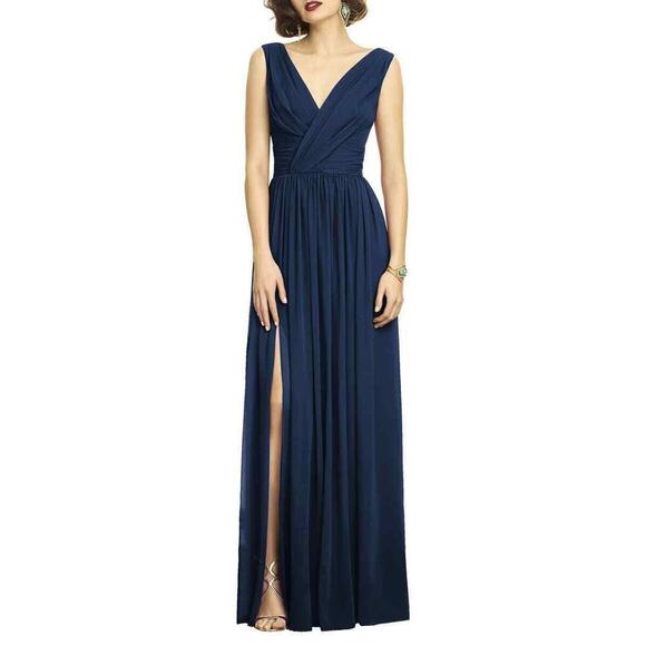 NWT DESSY COLLECTION #2894 LUX V-NECK CHIFFON MIDNIGHT GOWN size 8 - Picture 1 of 6